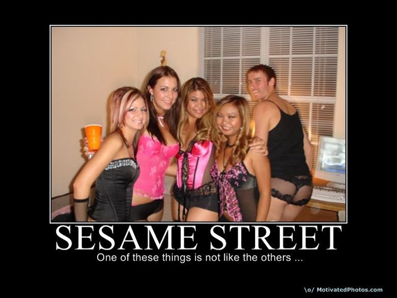 sesame street. . r: 4111: 1111 Ill One of these things is not like the others ... Hui Ma Limited utni. ¢:. I remember that episode of Sesame Street. Hugh Hefner Was The Guest Star!
